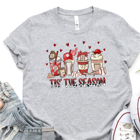 Tis The Season - Coffee and Baseball -  Baseball Graphic Tshirt