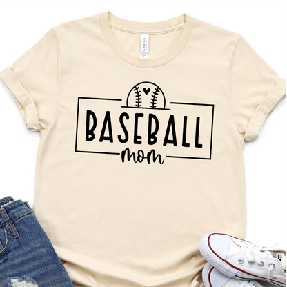 Basebal Framed - Baseball Mom - Black -  Baseball Graphic Tshirt