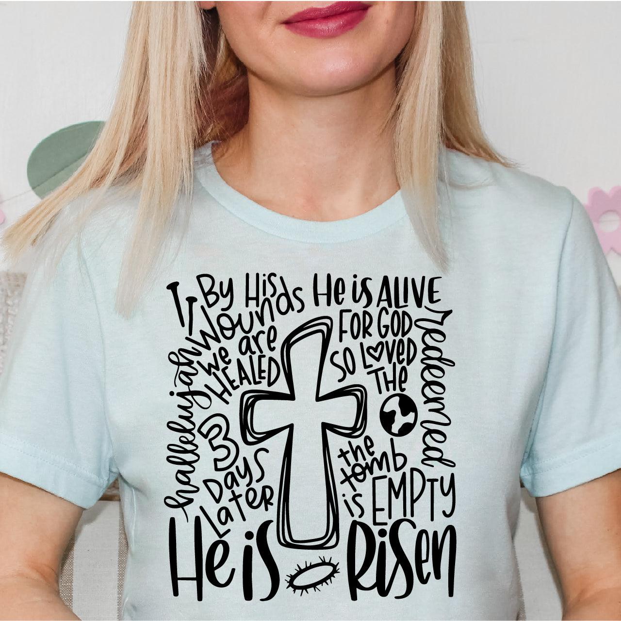 He Is Risen Word Collage DTF T-Shirt Transfer - Nashville Design House