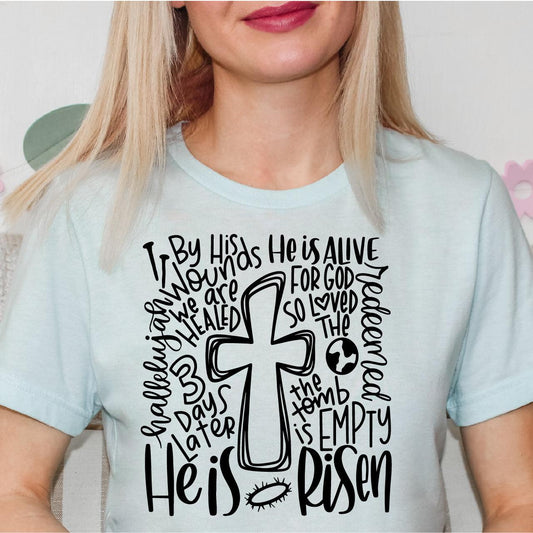 He Is Risen Word Collage DTF T-Shirt Transfer - Nashville Design House