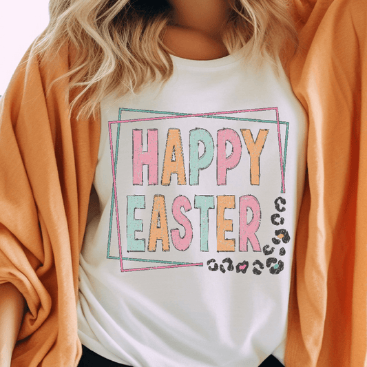 Easter Iron On Transfer, Easter DTF Transfer, Iron on Easter Transfer, Leopard Happy Easter, Easter T-Shirt Transfers, Easter Shirts For Adults, Easter DTF