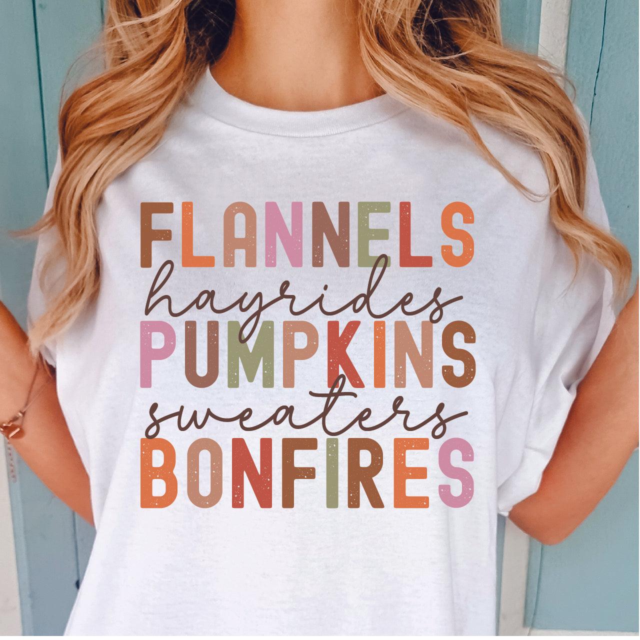 Flannels Hayrides Pumpkins Sweaters & Bonfires DTF Transfer - Nashville Design House