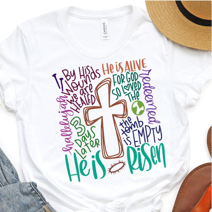 He Is Risen Word Collage DTF T-Shirt Transfer - Nashville Design House