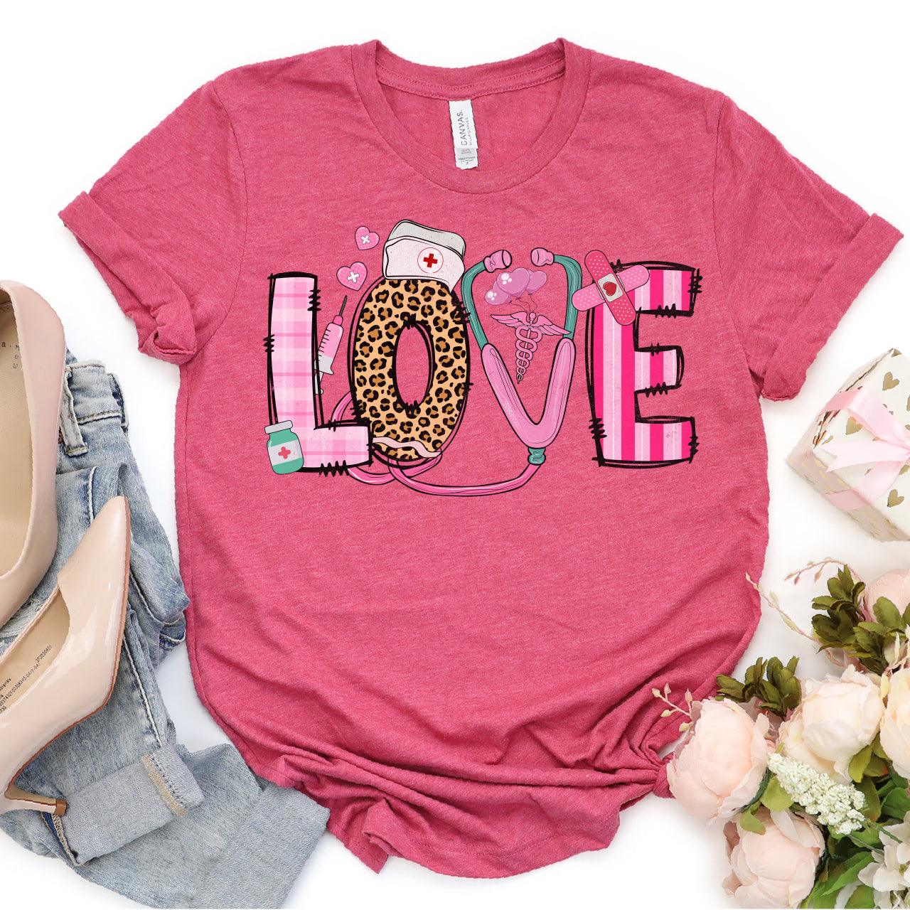 Valentine's Nurse Love DTF Transfer Print, T-Shirt Transfer - Nashville Design House