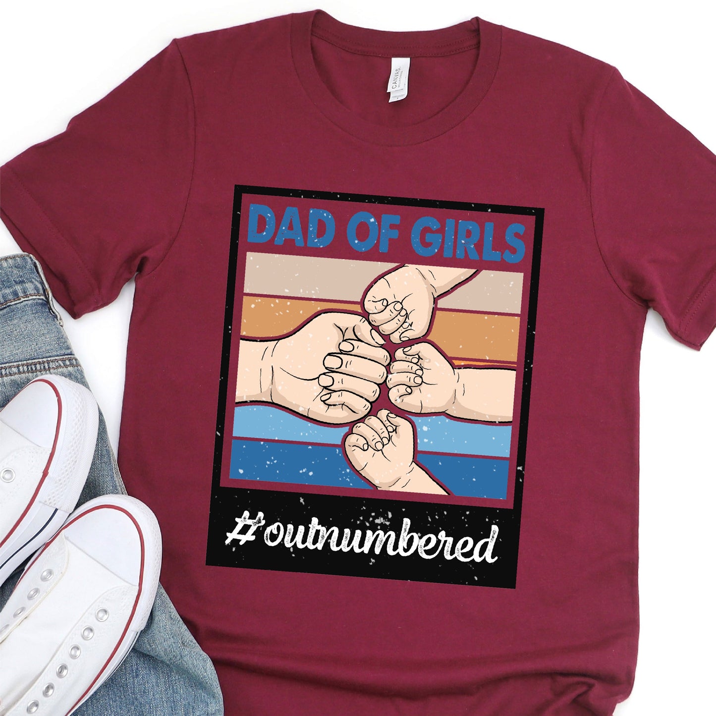 Dad Of Girls - Outnumbered - Father's Day Graphic T-Shirt - T-shirt T-Shirt For Dad Nashville Design House