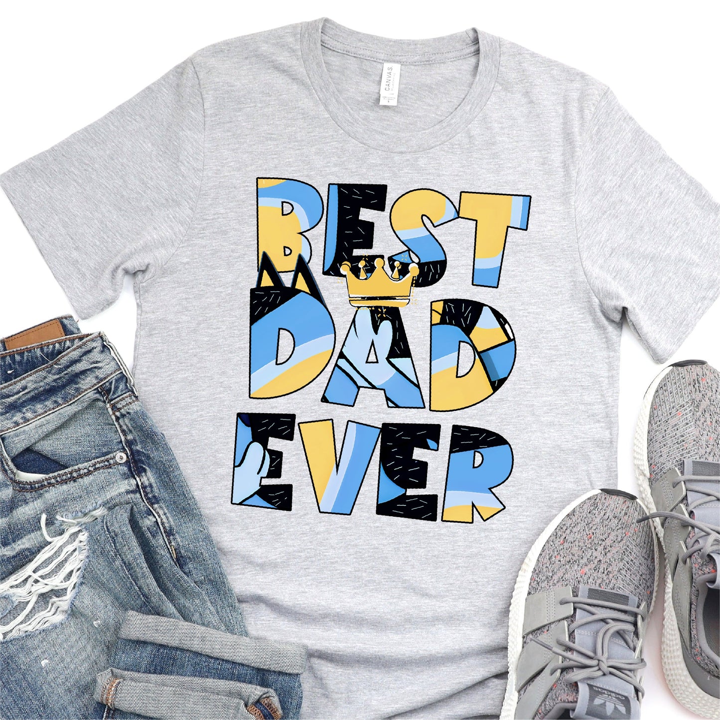 Best Dad Ever - Blue Dog - Father's Day Graphic T-Shirt - T-shirt T-Shirt For Dad Nashville Design House