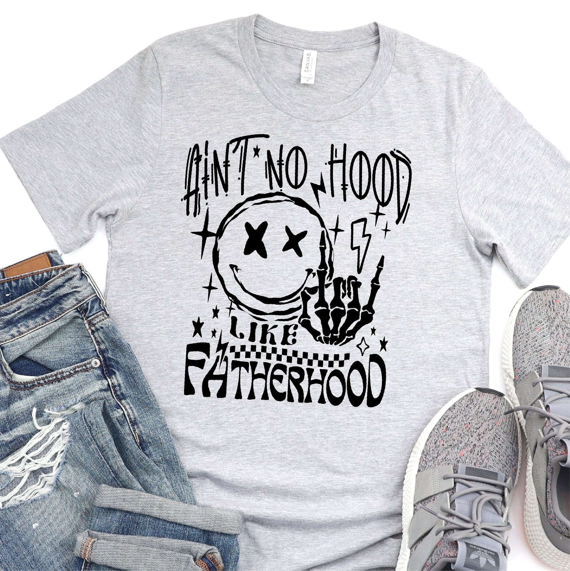 Ain't Not Hood Like Father Hood - Black Print - Father's Day Graphic T-Shirt - T-shirt T-Shirt For Dad Nashville Design House