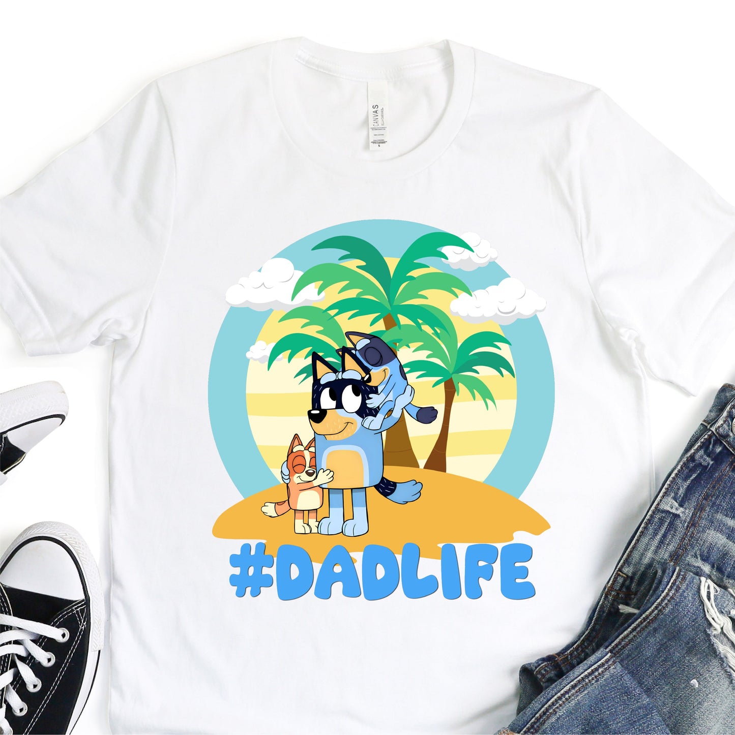 #Dadlife Island Style - Blue Dog - Father's Day Graphic T-Shirt - T-shirt T-Shirt For Dad Nashville Design House