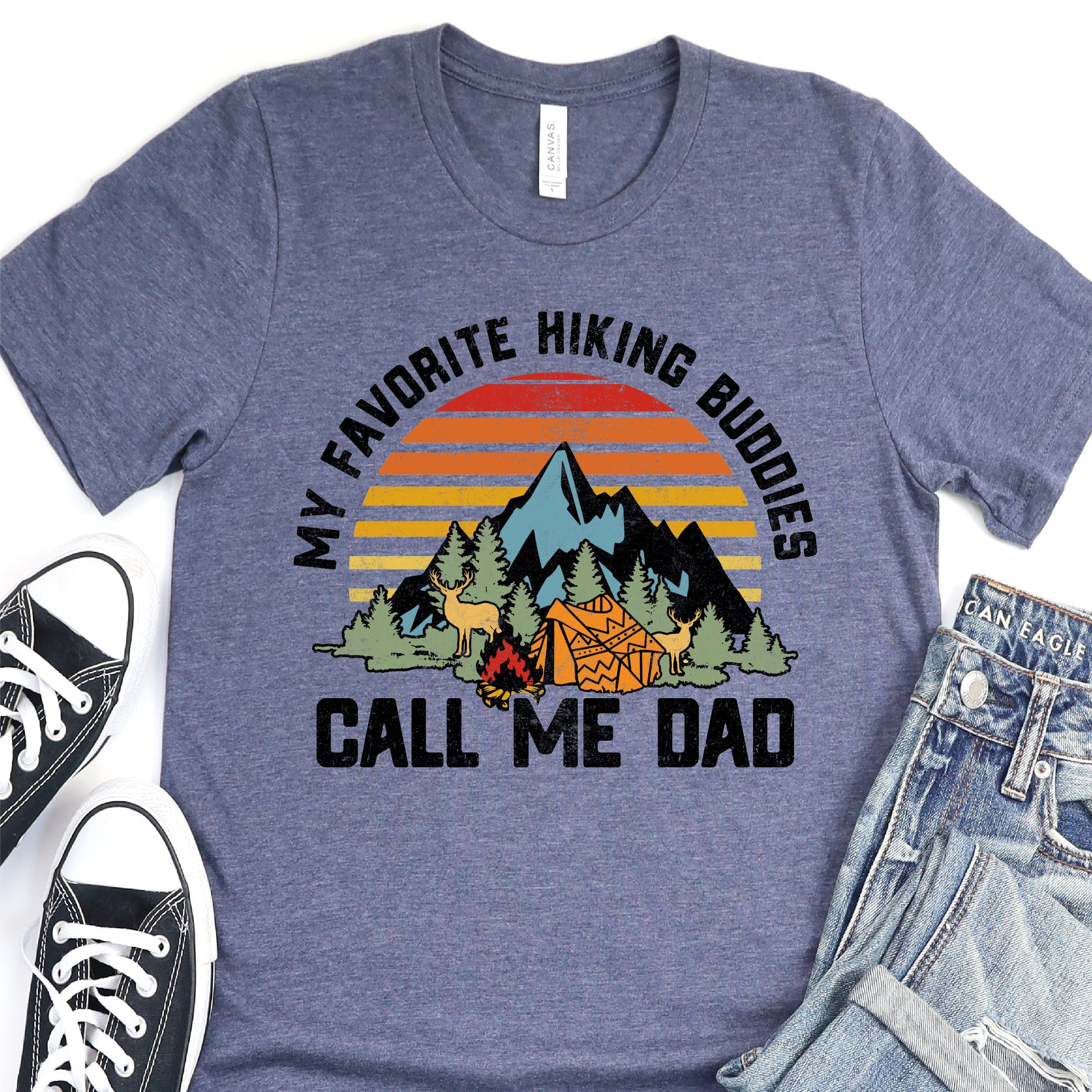 My Favorite Hiking Buddies Call Me Dad - Father's Day Graphic T-Shirt - T-shirt T-Shirt For Dad Nashville Design House