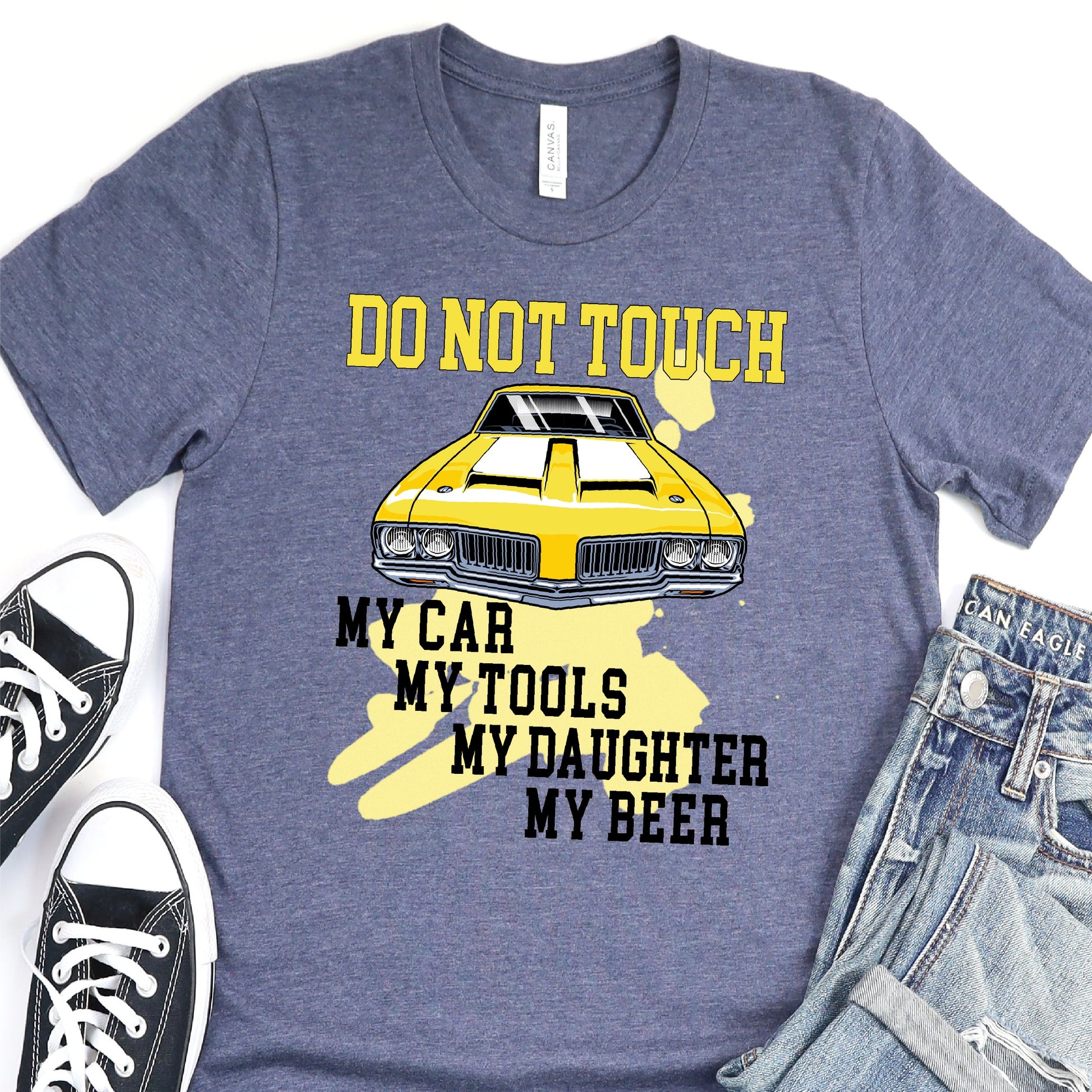 Do Not Touch My Car, My Tools, My Daighter, My Beer - Father's Day Graphic T-Shirt - T-shirt T-Shirt For Dad Nashville Design House