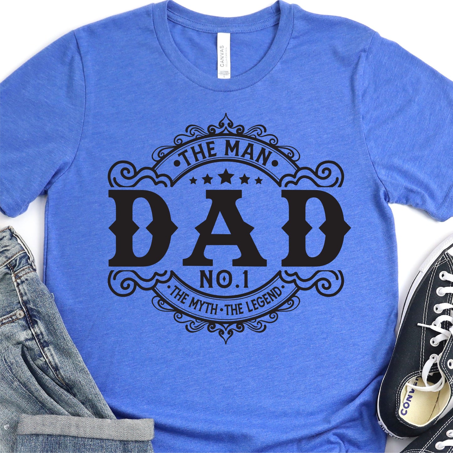 No. 1 Dad - The Man The Myth The Legend - Father's Day Graphic T-Shirt - T-shirt T-Shirt For Dad Nashville Design House