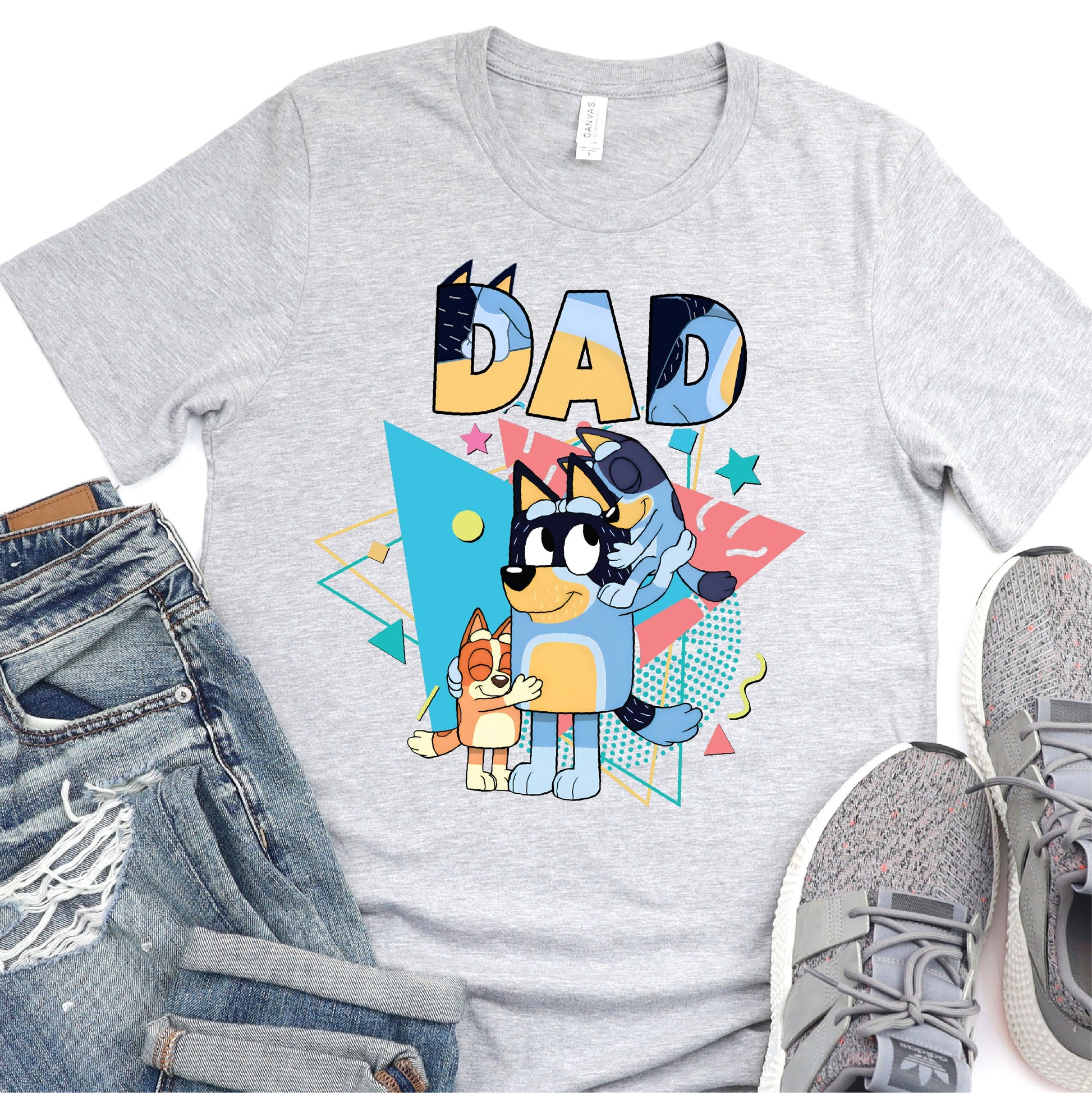 90's Vibe Dad - Blue Dog - Father's Day Graphic T-Shirt - T-shirt T-Shirt For Dad Nashville Design House