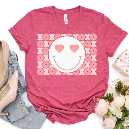 Valentine XOXO Smiley Face DTF Transfer Print, T-Shirt Transfer - Nashville Design House