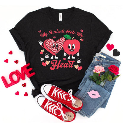 My Students Stole My Heart Valentine DTF Transfer Print, T-Shirt Transfer - Nashville Design House