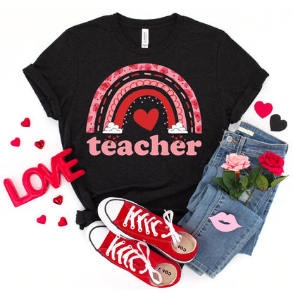 Valentine Teacher Rainbow DTF Transfer Print, T-Shirt Transfer - Nashville Design House