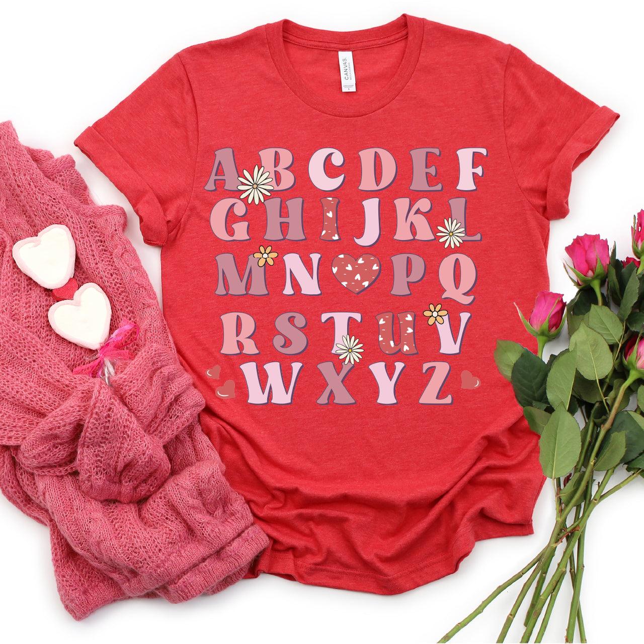 Valentine Alphabet DTF Transfer Print, T-Shirt Transfer - Nashville Design House