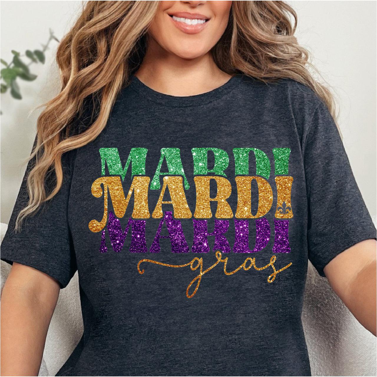 Glitter Mardi Gras DTF Transfer Print, T-Shirt Transfer - Nashville Design House