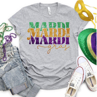 Glitter Mardi Gras DTF Transfer Print, T-Shirt Transfer - Nashville Design House
