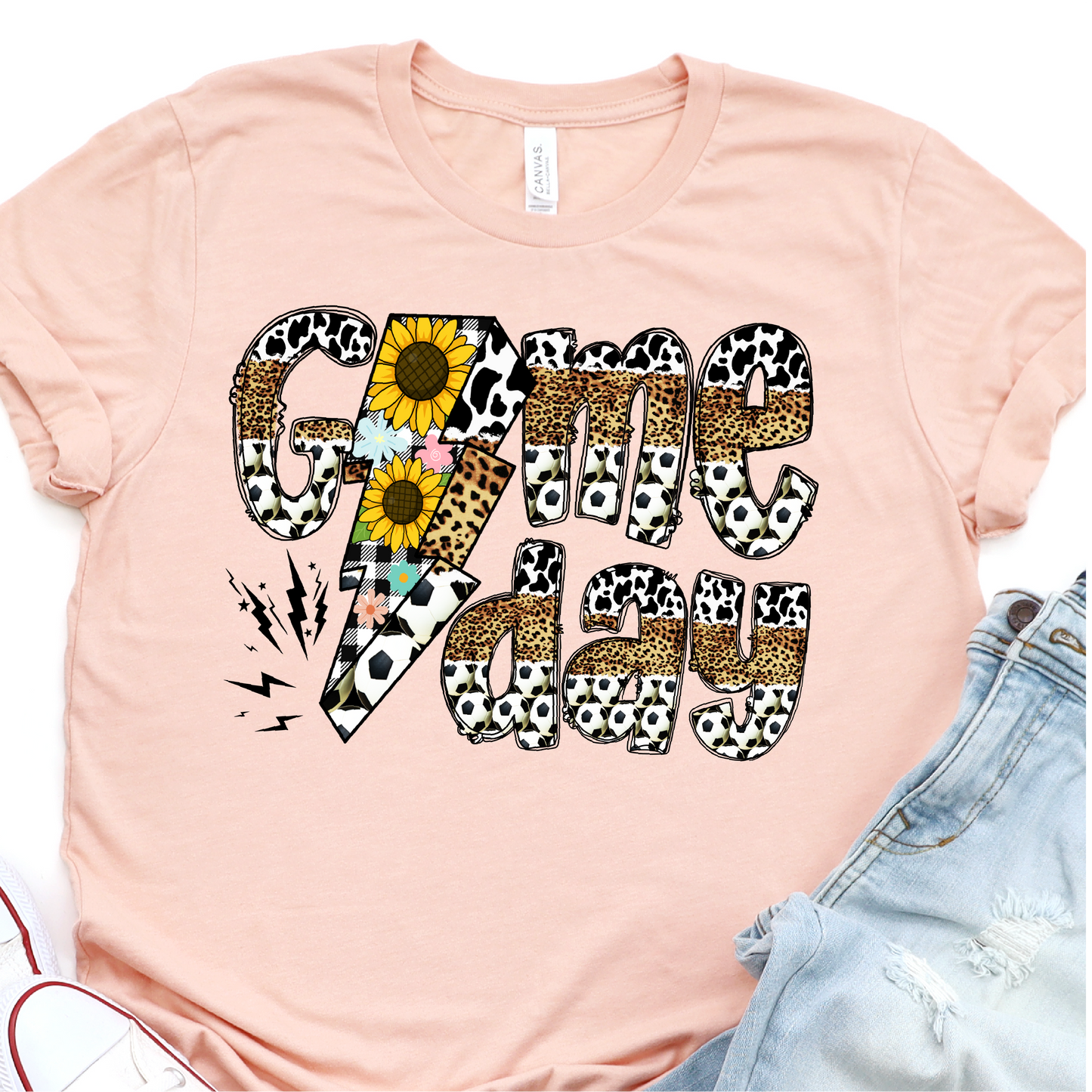 Leopard - Cow Print - Sunflowers - Soccer Game Day - Soccer Graphic Tshirt - Soccer T-shirt Tshirt