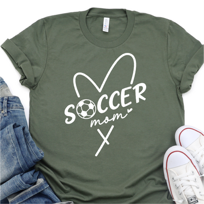 Simple Heart Soccer Mom - White Print - Soccer Graphic Tshirt - Soccer T-shirt Tshirt