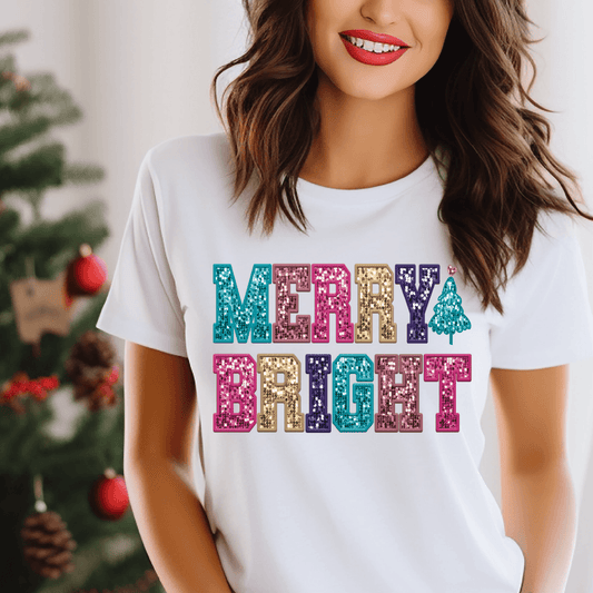 Faux Glitter, Merry & Bright DTF Transfer - Nashville Design House