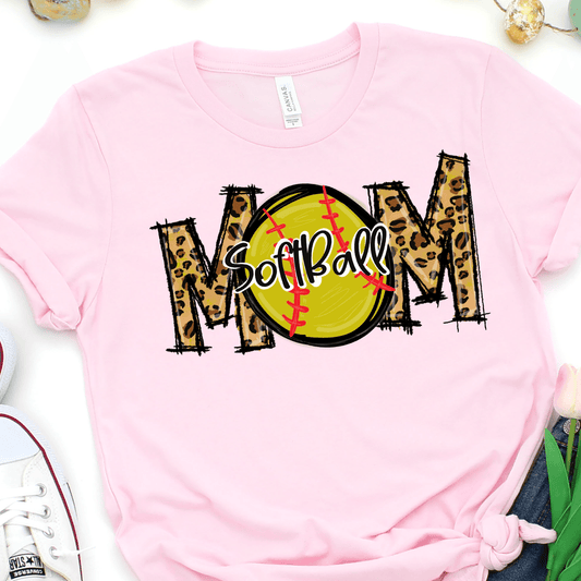 Leopard Softball Mom - Softball DTF Transfer - Nashville Design House