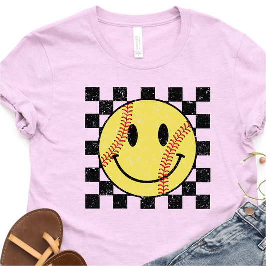 Retro Softball Smiley - Softball DTF Transfer - Nashville Design House