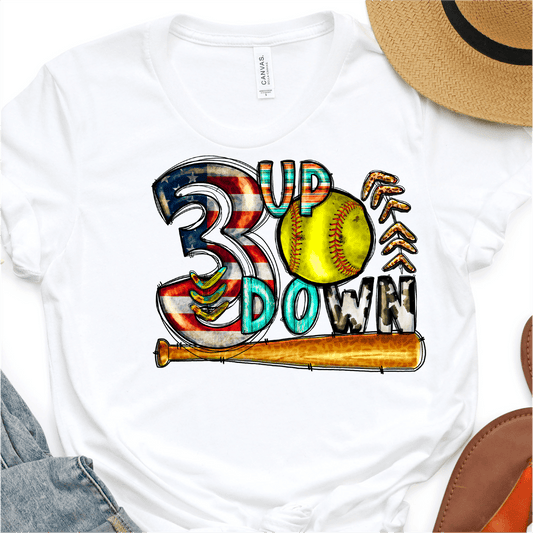 3 Up 3 Down- Softball DTF Transfer - Nashville Design House