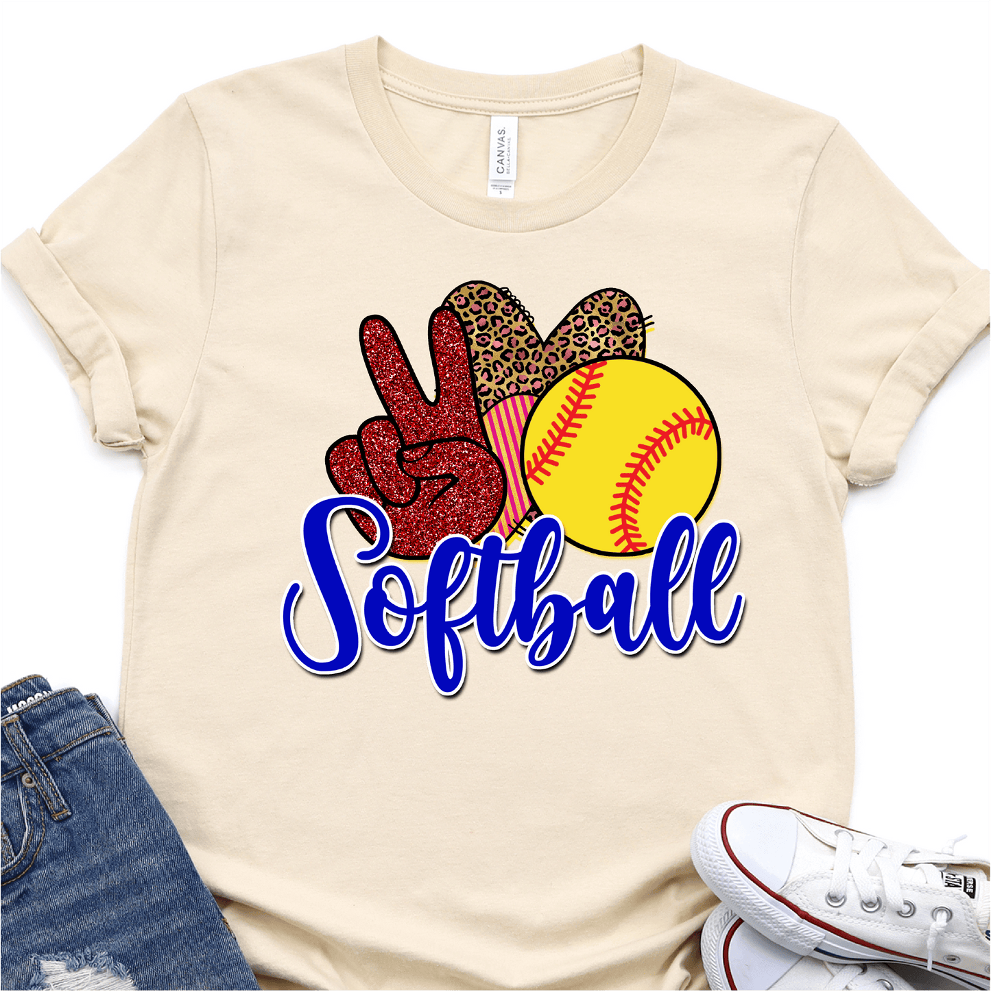 Peace Love Softball - Softball DTF Transfer - Nashville Design House