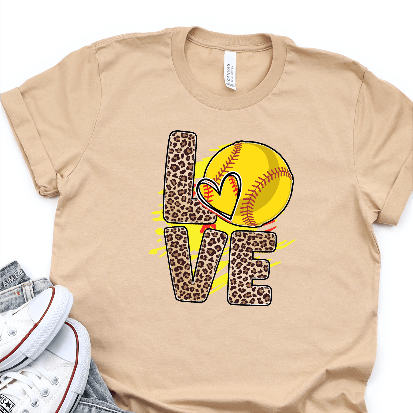 Leopard Softball Love - Softball DTF Transfer - Nashville Design House