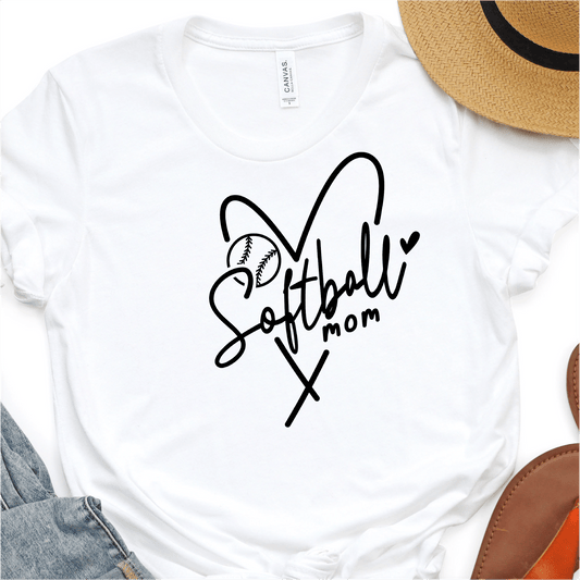 Softball Mom Heart - Softball DTF Transfer - Nashville Design House