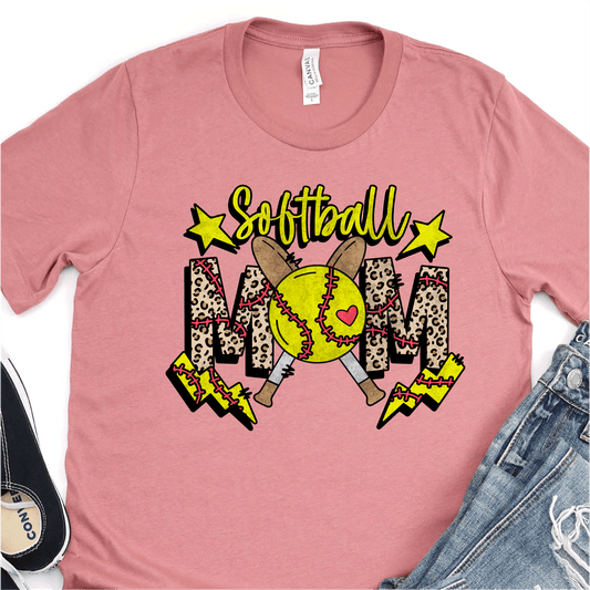 Leopard Softball Mom - Softball DTF Transfer - Nashville Design House