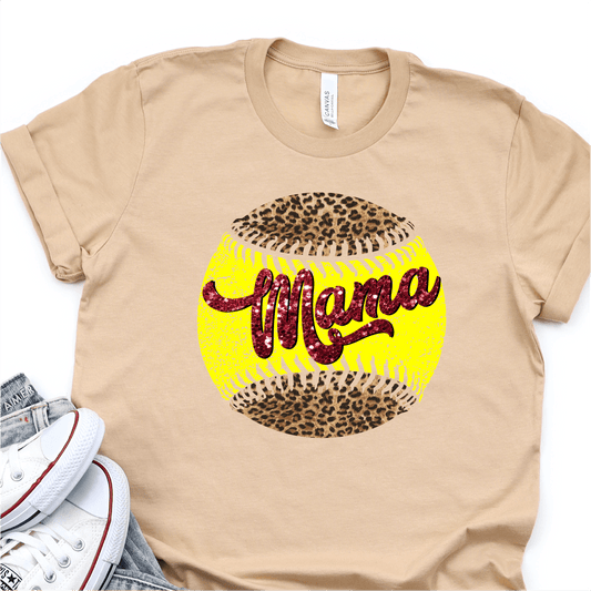 Leopard Softball Mama - Softball DTF Transfer - Nashville Design House