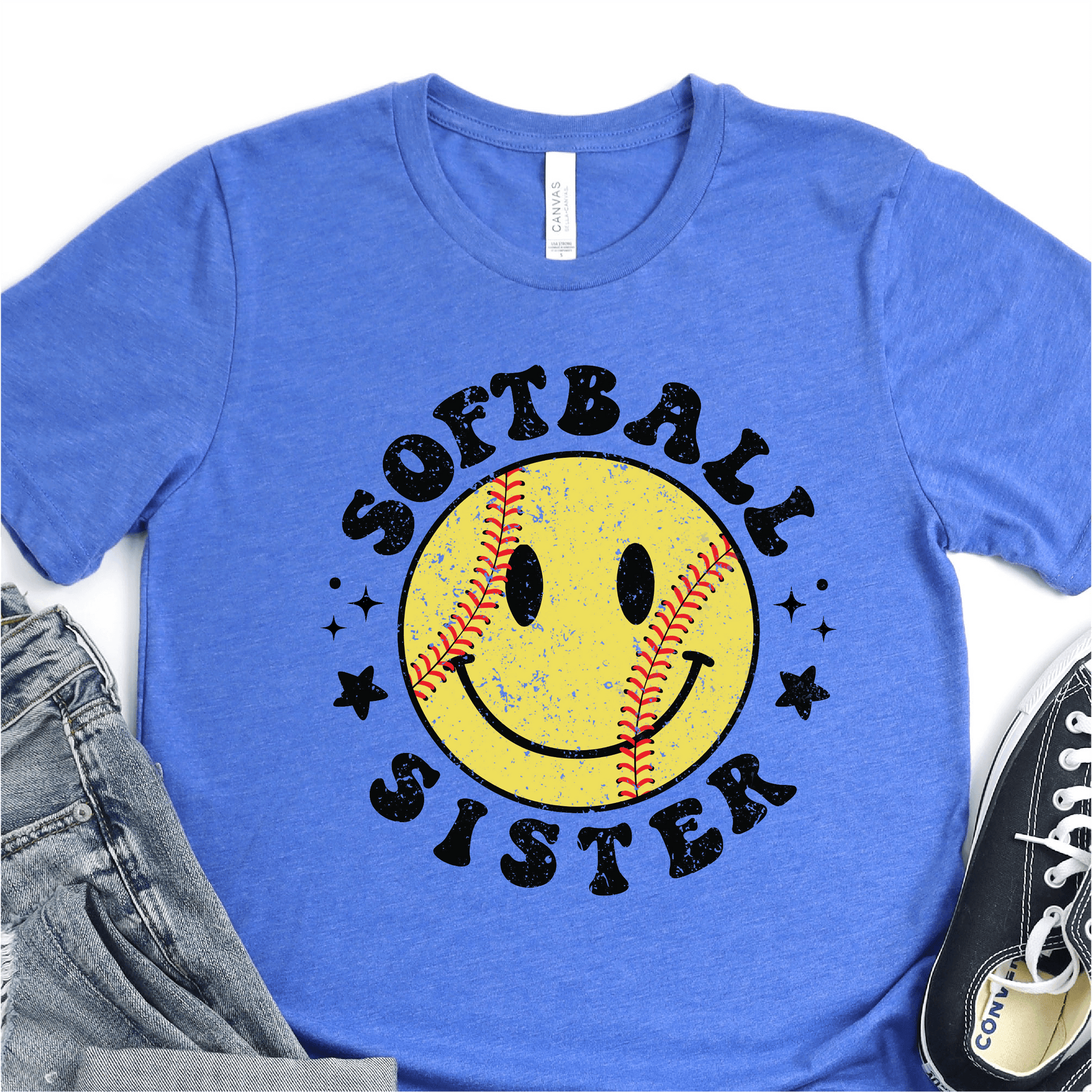 Smiley Softball Sister - Softball DTF Transfer - Nashville Design House