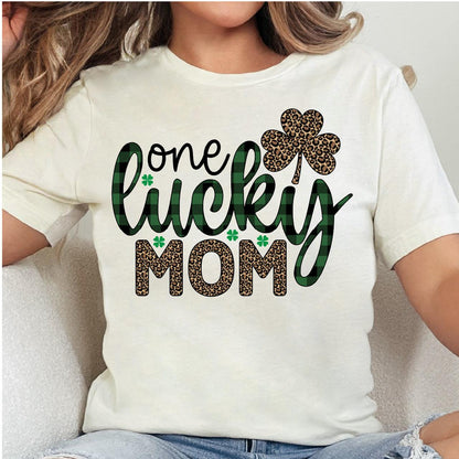 One Lucky Mom Leopard St. Patrick's Day DTF T-Shirt Transfer - Nashville Design House