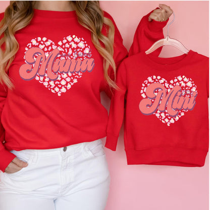 Leopard Heart Mama + Mini DTF Valentine Transfer for T-shirts - Nashville Design House