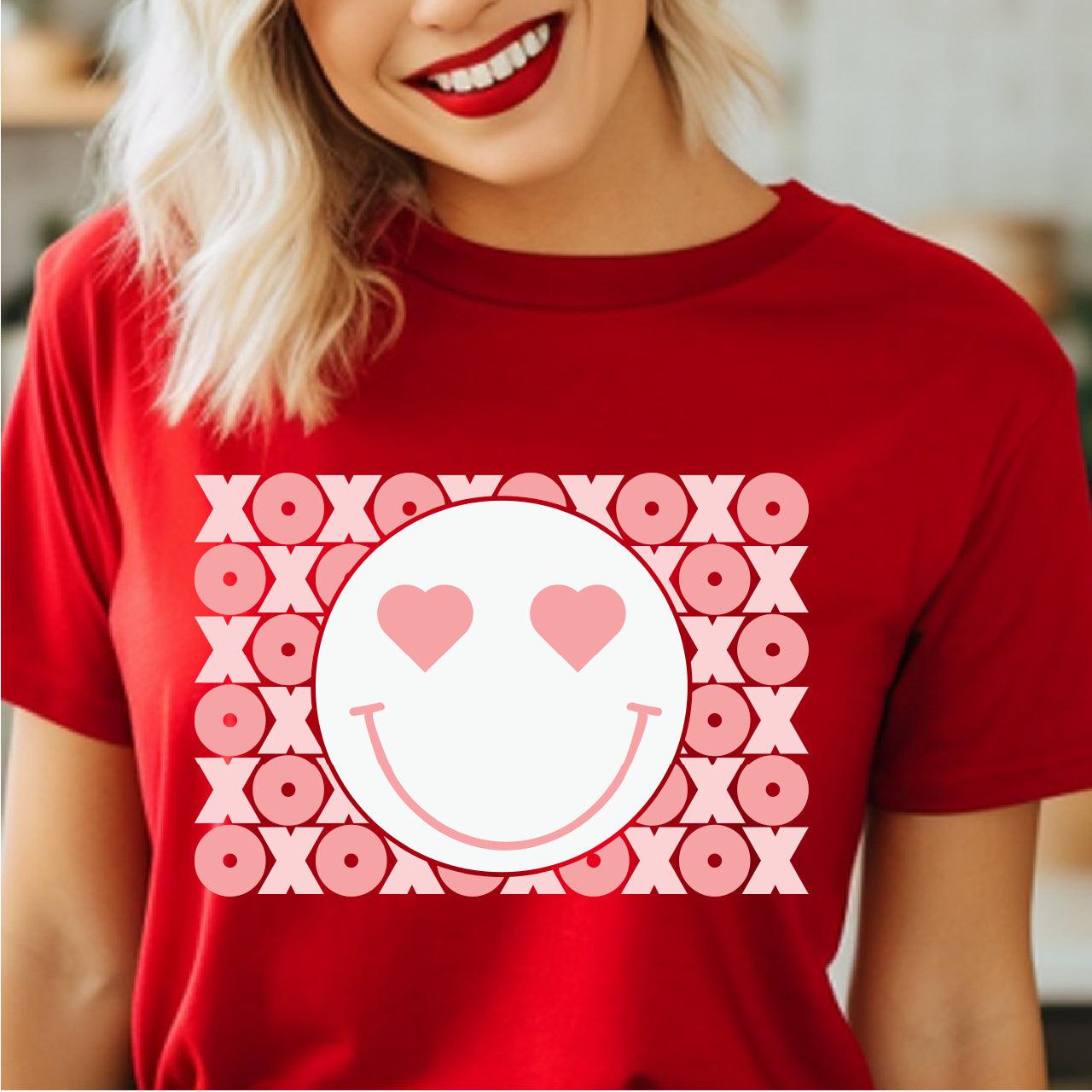 Valentine XOXO Smiley Face DTF Transfer Print, T-Shirt Transfer - Nashville Design House