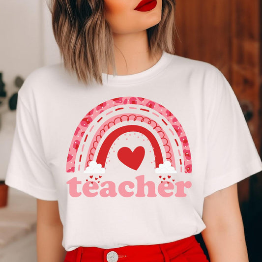 Valentine Teacher Rainbow DTF Transfer Print, T-Shirt Transfer - Nashville Design House