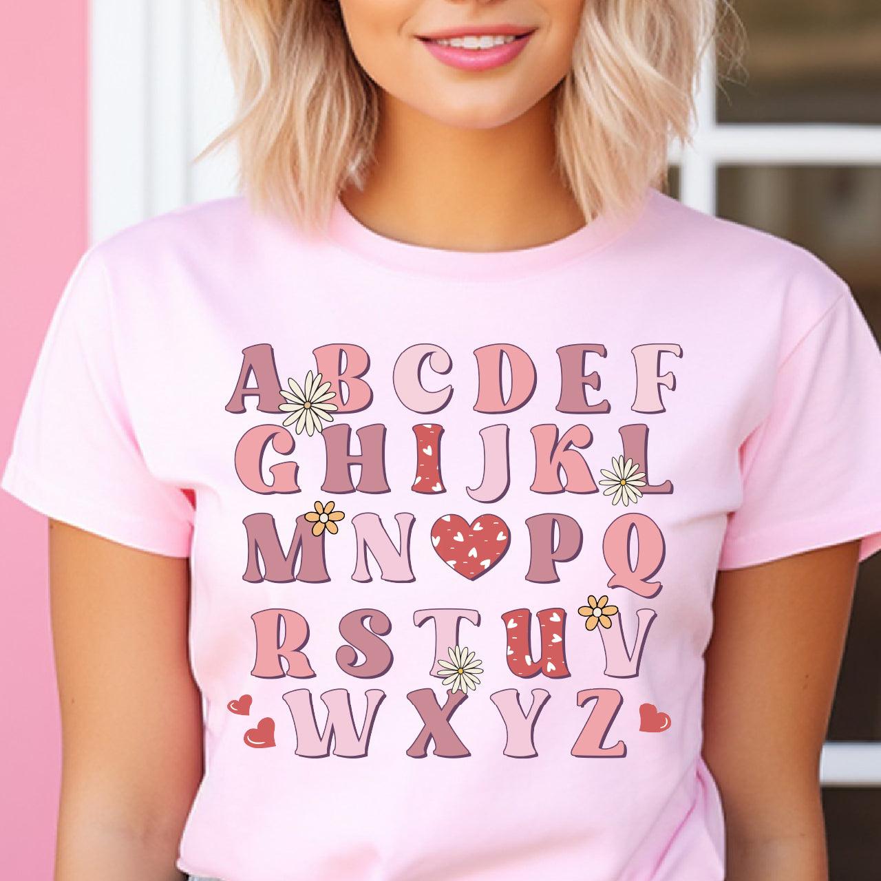 Valentine Alphabet DTF Transfer Print, T-Shirt Transfer - Nashville Design House