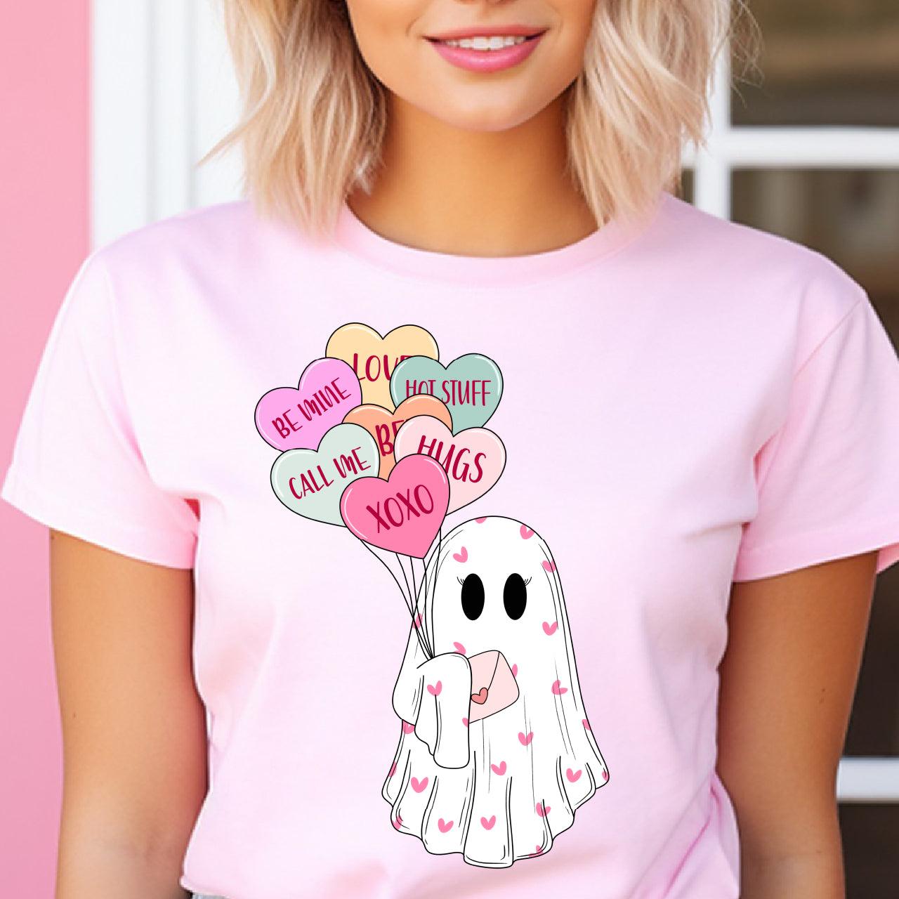 Candy Heart Ghost Valentine DTF Transfer Print, T-Shirt Transfer - Nashville Design House