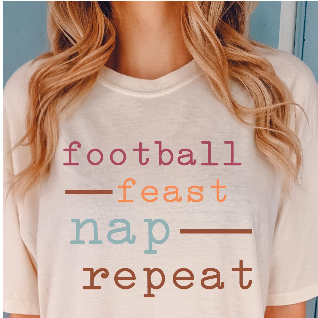 Football Feast Nap Repeat DTF Transfer - Nashville Design House