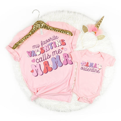 My Favorite Valentine Calls Me Mama + Mini DTF Valentine Transfer for T-shirts - Nashville Design House