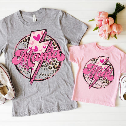 Pink Leopard Mama + Mini DTF Valentine Transfer for T-shirts - Nashville Design House